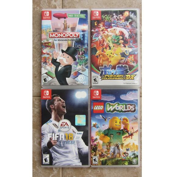 Nintendo Switch Video Game Bundle FIFA POKEMON LEGO WORLDS MONOPOLY - Picture 1 of 6